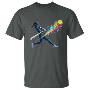 Softball Player Drip T Shirt TS10 Dark Heather Print Your Wear