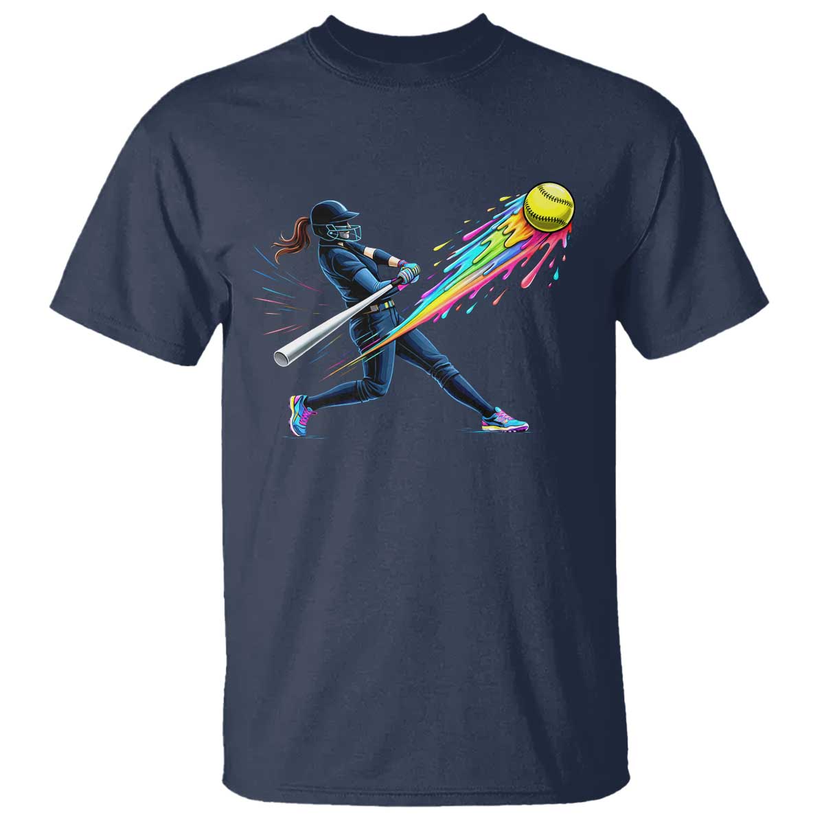 Softball Player Drip T Shirt TS10 Navy Print Your Wear