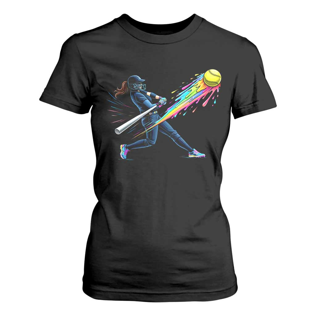 Softball Player Drip T Shirt For Women TS10 Black Print Your Wear