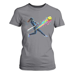 Softball Player Drip T Shirt For Women TS10 Charcoal Print Your Wear