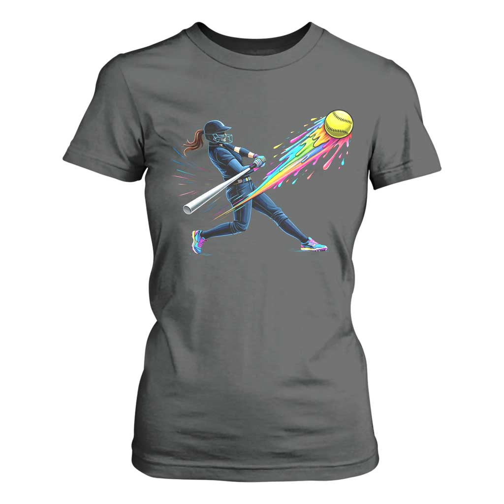 Softball Player Drip T Shirt For Women TS10 Dark Heather Print Your Wear