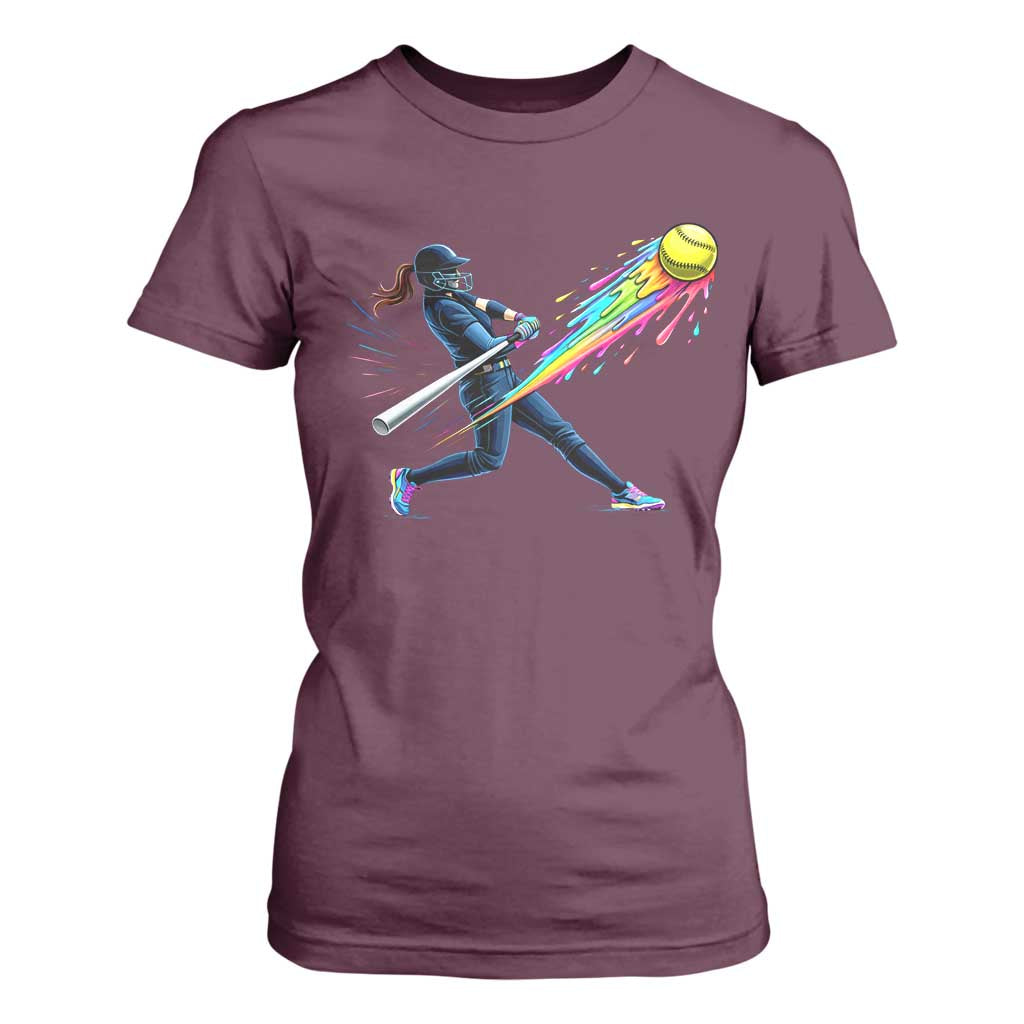 Softball Player Drip T Shirt For Women TS10 Maroon Print Your Wear