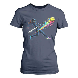 Softball Player Drip T Shirt For Women TS10 Navy Print Your Wear