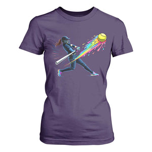 Softball Player Drip T Shirt For Women TS10 Purple Print Your Wear