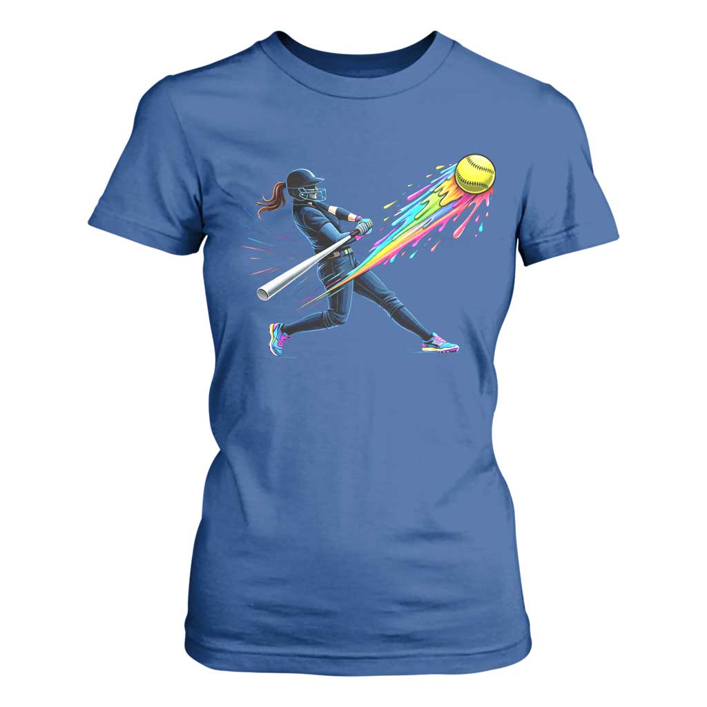 Softball Player Drip T Shirt For Women TS10 Royal Blue Print Your Wear