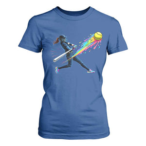 Softball Player Drip T Shirt For Women TS10 Royal Blue Print Your Wear
