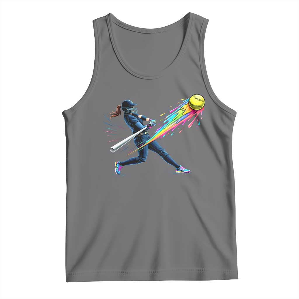 Softball Player Drip Tank Top TS10 Black Heather Print Your Wear