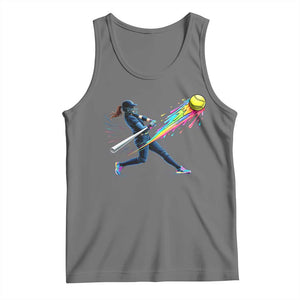 Softball Player Drip Tank Top TS10 Black Heather Print Your Wear