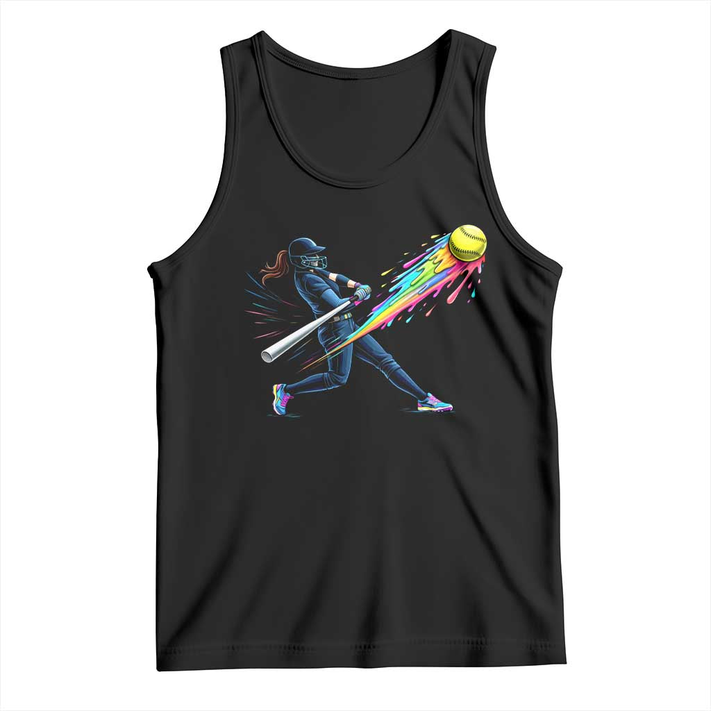 Softball Player Drip Tank Top TS10 Black Print Your Wear