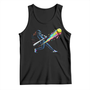Softball Player Drip Tank Top TS10 Black Print Your Wear