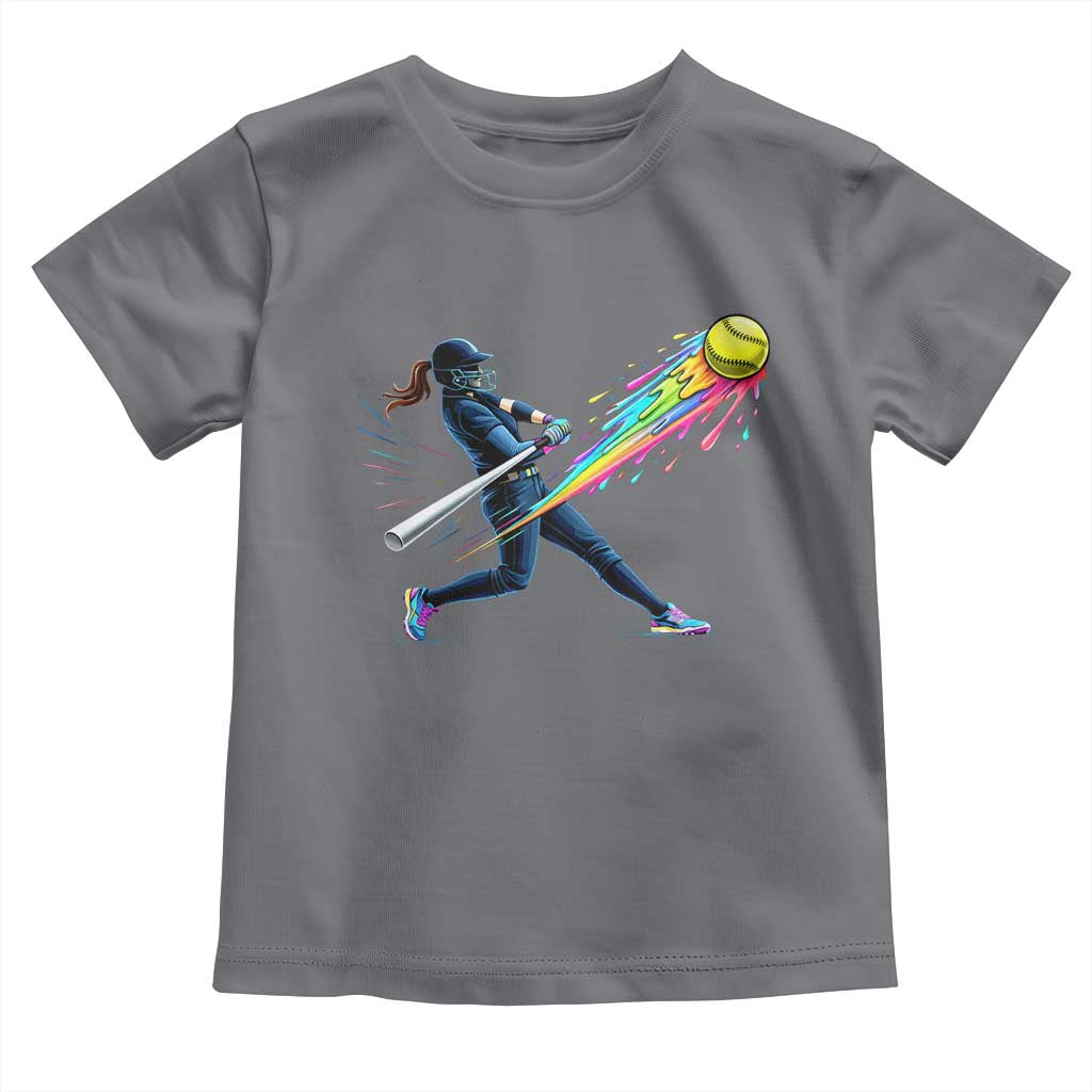 Softball Player Drip Toddler T Shirt TS10 Charcoal Print Your Wear