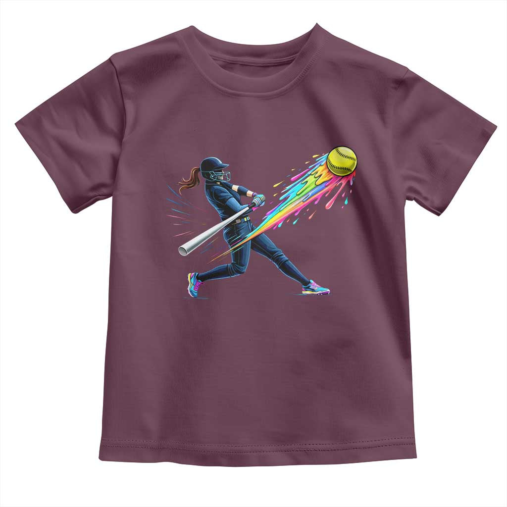 Softball Player Drip Toddler T Shirt TS10 Maroon Print Your Wear
