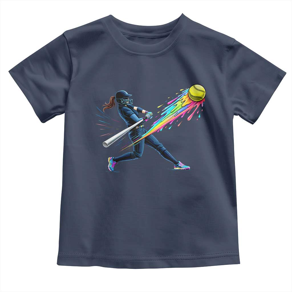 Softball Player Drip Toddler T Shirt TS10 Navy Print Your Wear