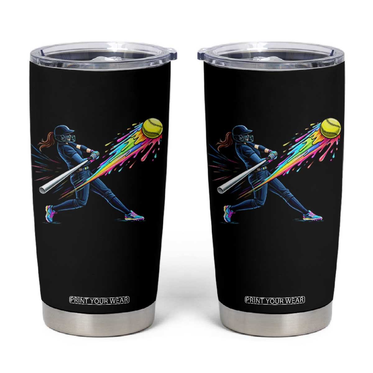 Softball Player Drip Tumbler Cup TS10 Black Print Your Wear
