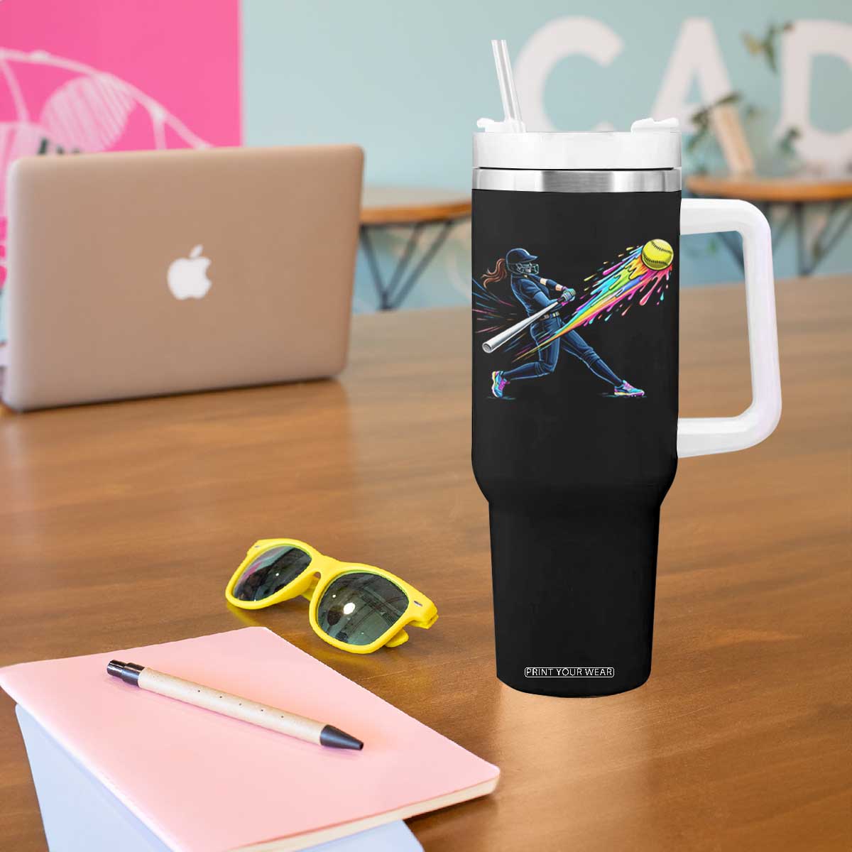 Softball Player Drip Tumbler With Handle TS10 Print Your Wear