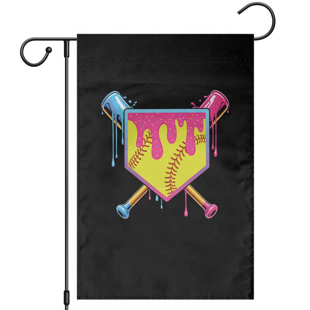 Softball Drip Garden Flag Ice Cream Drip Youth Girls Softball Sport TS10 Black Print Your Wear