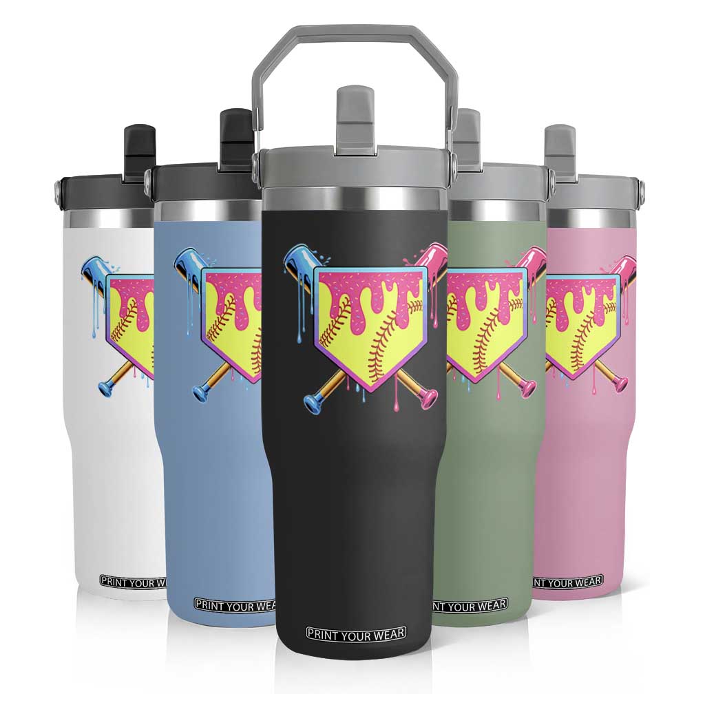 Softball Drip Flip Straw Tumbler Ice Cream Drip Youth Girls Softball Sport TS10 Print Your Wear