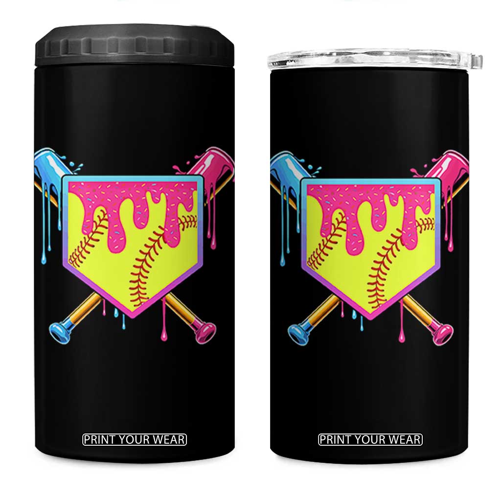 Softball Drip 4 in 1 Can Cooler Tumbler Ice Cream Drip Youth Girls Softball Sport TS10 One Size: 16 oz Black Print Your Wear
