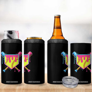 Softball Drip 4 in 1 Can Cooler Tumbler Ice Cream Drip Youth Girls Softball Sport TS10 Print Your Wear