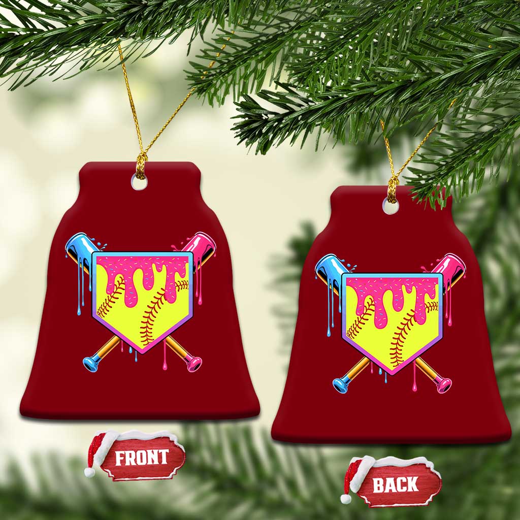Softball Drip Ceramic Ornament Ice Cream Drip Youth Girls Softball Sport TS10 Print Your Wear
