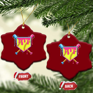 Softball Drip Ceramic Ornament Ice Cream Drip Youth Girls Softball Sport TS10 Print Your Wear