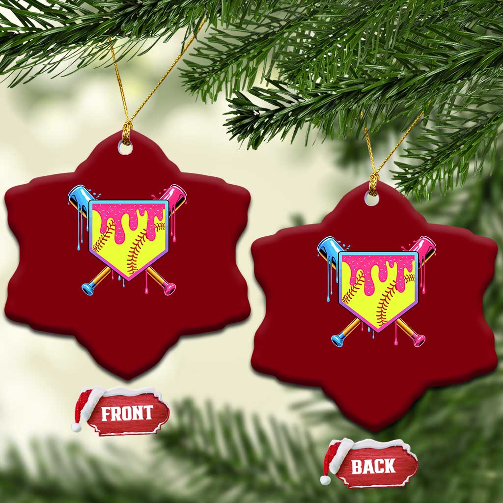 Softball Drip Ceramic Ornament Ice Cream Drip Youth Girls Softball Sport TS10 Print Your Wear