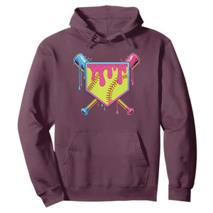 Softball Drip Hoodie Ice Cream Drip Youth Girls Softball Sport TS10 Maroon Print Your Wear