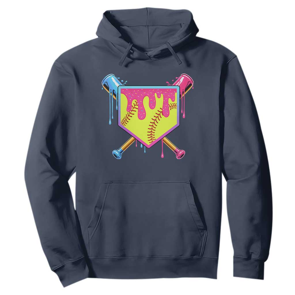 Softball Drip Hoodie Ice Cream Drip Youth Girls Softball Sport TS10 Navy Print Your Wear