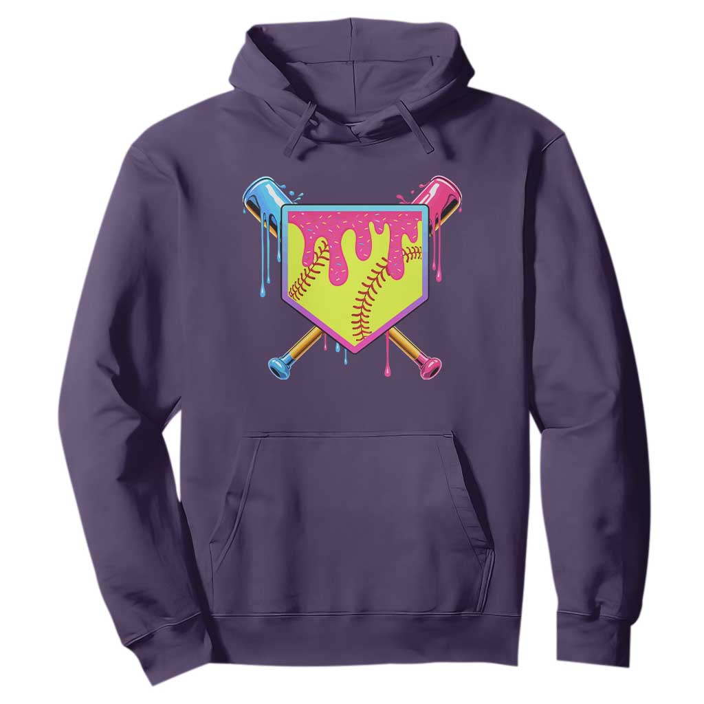 Softball Drip Hoodie Ice Cream Drip Youth Girls Softball Sport TS10 Purple Print Your Wear