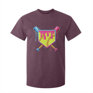 Softball Drip T Shirt For Kid Ice Cream Drip Youth Girls Softball Sport TS10 Maroon Print Your Wear