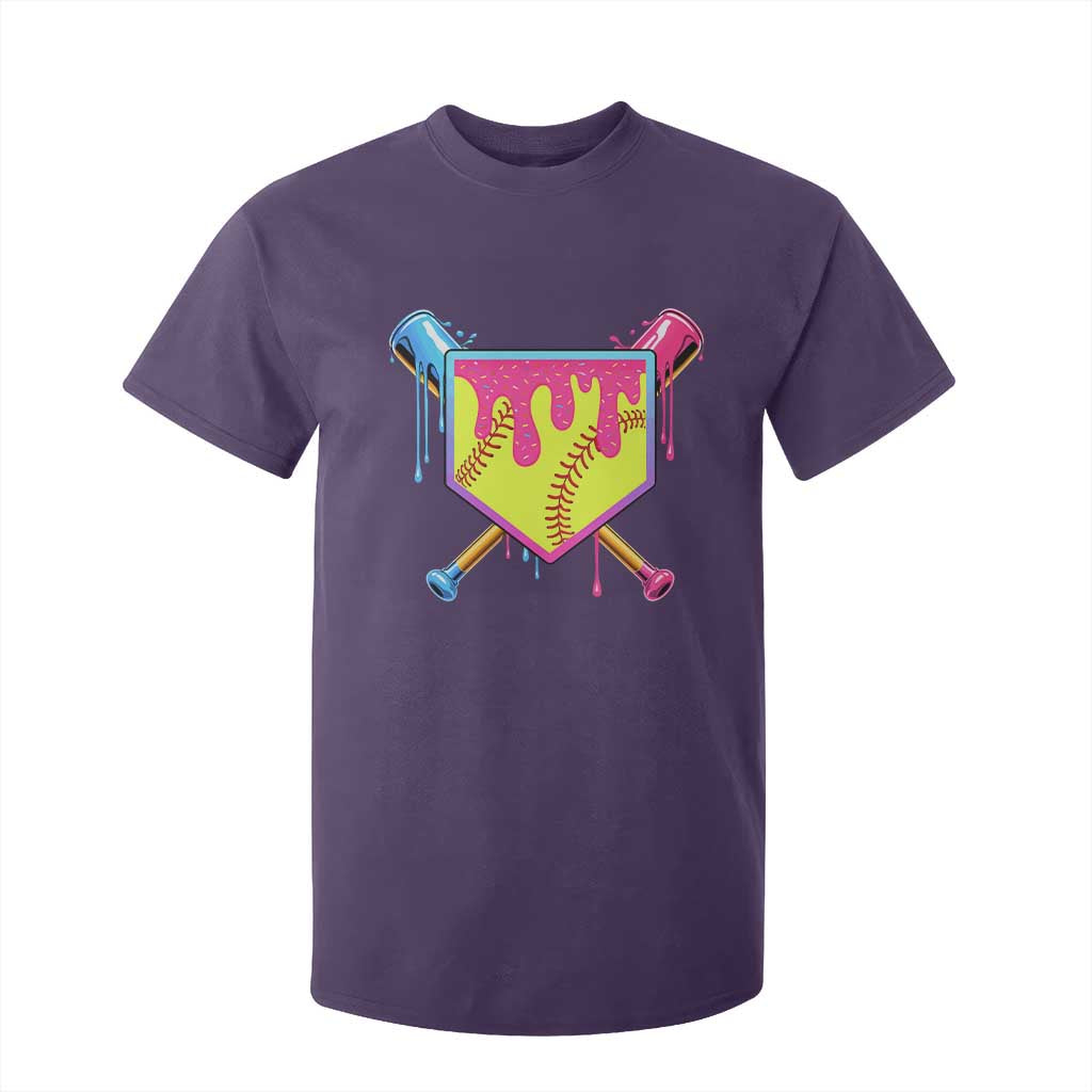 Softball Drip T Shirt For Kid Ice Cream Drip Youth Girls Softball Sport TS10 Purple Print Your Wear