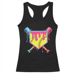 Softball Drip Racerback Tank Top Ice Cream Drip Youth Girls Softball Sport TS10 Black Print Your Wear