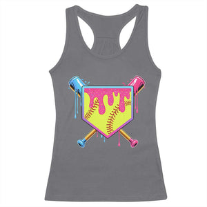 Softball Drip Racerback Tank Top Ice Cream Drip Youth Girls Softball Sport TS10 Charcoal Print Your Wear