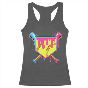Softball Drip Racerback Tank Top Ice Cream Drip Youth Girls Softball Sport TS10 Dark Heather Print Your Wear