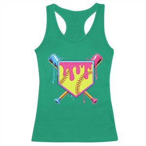 Softball Drip Racerback Tank Top Ice Cream Drip Youth Girls Softball Sport TS10 Irish Green Print Your Wear