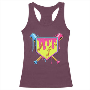 Softball Drip Racerback Tank Top Ice Cream Drip Youth Girls Softball Sport TS10 Maroon Print Your Wear
