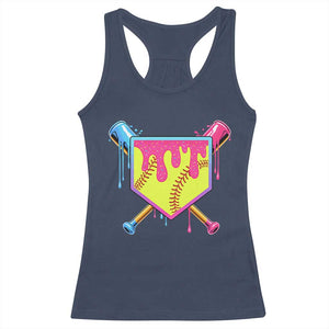 Softball Drip Racerback Tank Top Ice Cream Drip Youth Girls Softball Sport TS10 Navy Print Your Wear