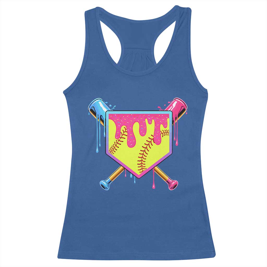 Softball Drip Racerback Tank Top Ice Cream Drip Youth Girls Softball Sport TS10 Royal Blue Print Your Wear