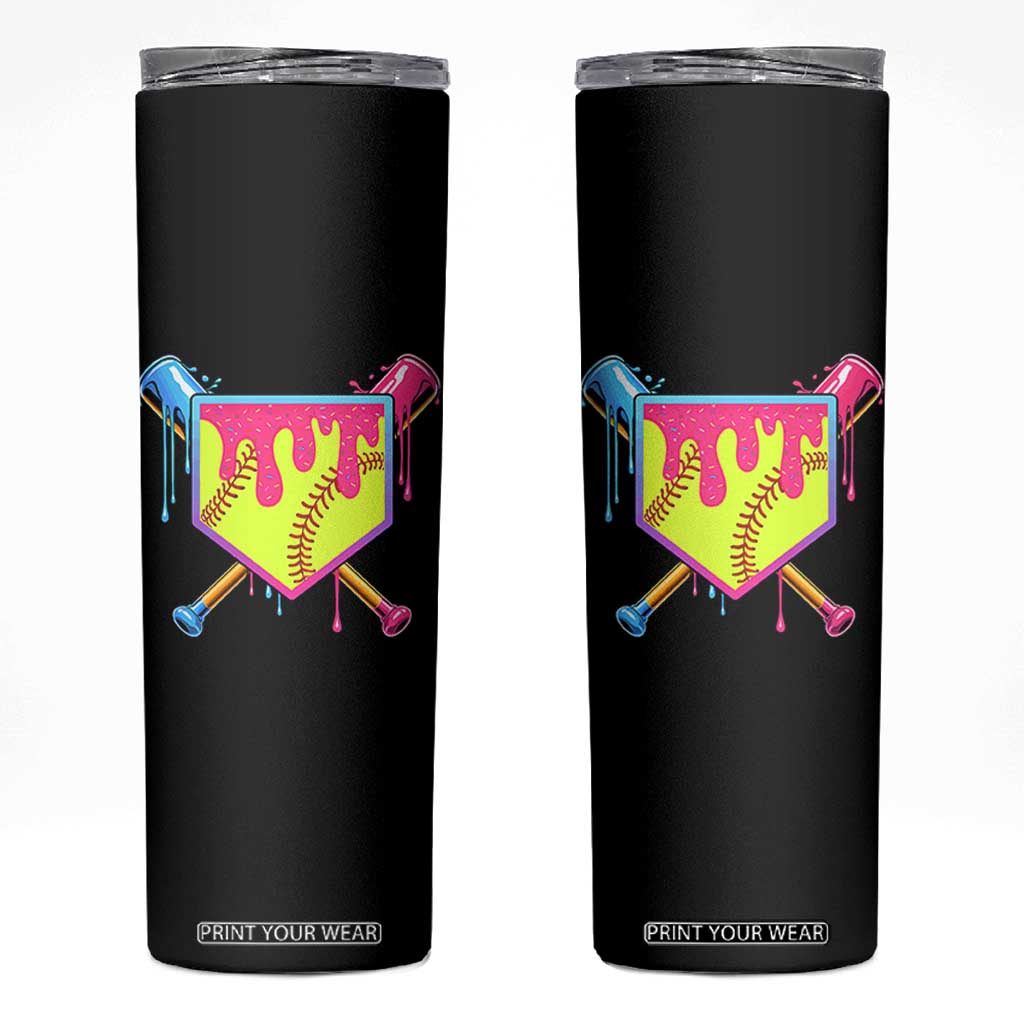 Softball Drip Skinny Tumbler Ice Cream Drip Youth Girls Softball Sport TS10 Black Print Your Wear