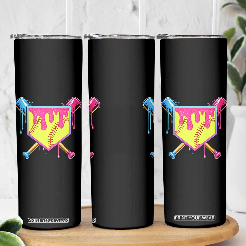 Softball Drip Skinny Tumbler Ice Cream Drip Youth Girls Softball Sport TS10 Print Your Wear
