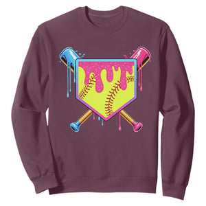 Softball Drip Sweatshirt Ice Cream Drip Youth Girls Softball Sport TS10 Maroon Print Your Wear