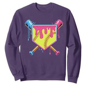 Softball Drip Sweatshirt Ice Cream Drip Youth Girls Softball Sport TS10 Purple Print Your Wear