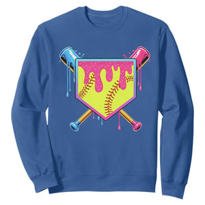 Softball Drip Sweatshirt Ice Cream Drip Youth Girls Softball Sport TS10 Royal Blue Print Your Wear
