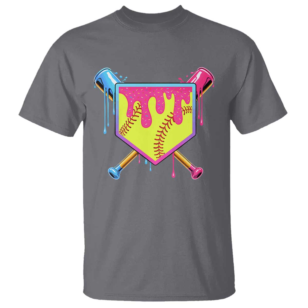 Softball Drip T Shirt Ice Cream Drip Youth Girls Softball Sport TS10 Charcoal Print Your Wear