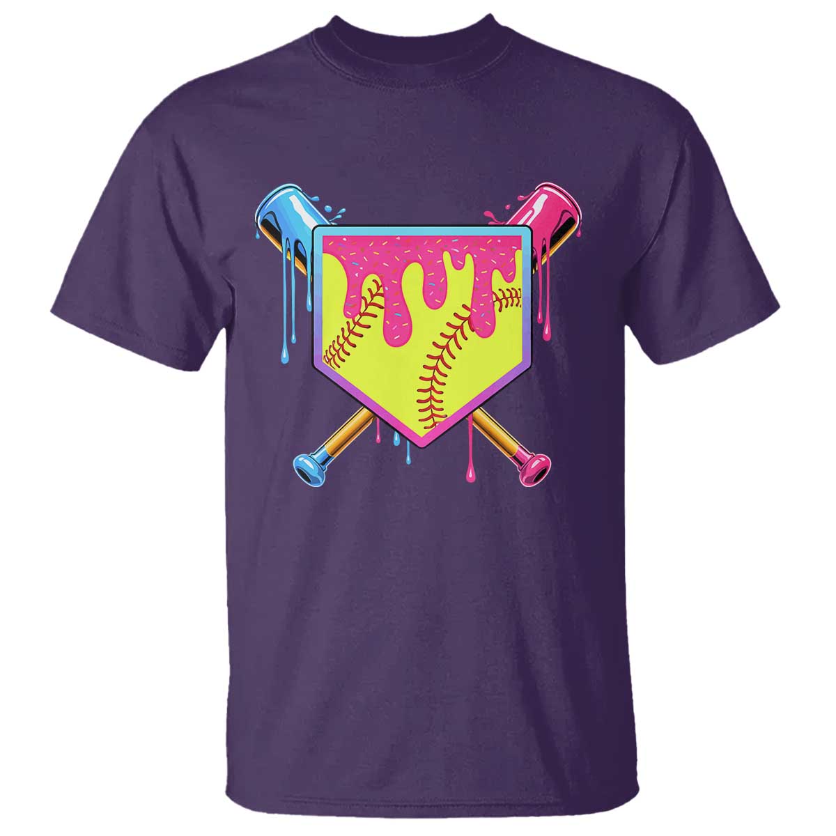 Softball Drip T Shirt Ice Cream Drip Youth Girls Softball Sport TS10 Purple Print Your Wear