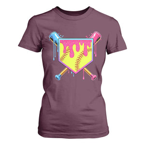 Softball Drip T Shirt For Women Ice Cream Drip Youth Girls Softball Sport TS10 Maroon Print Your Wear