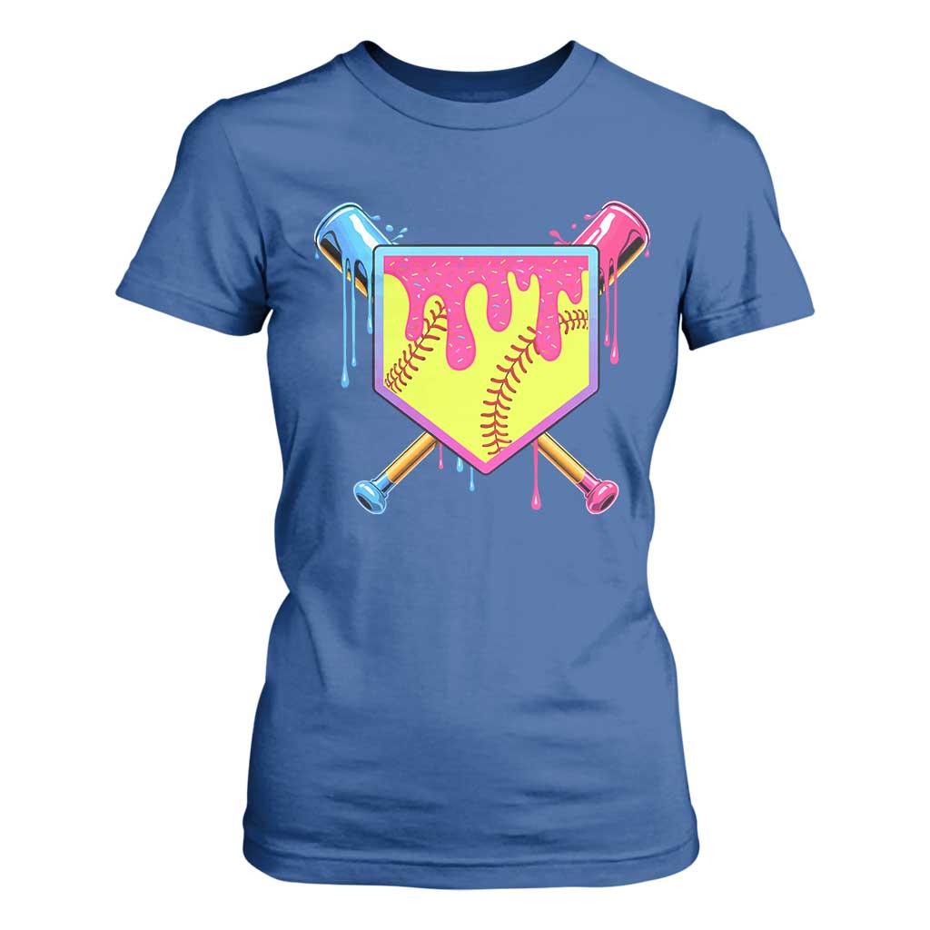 Softball Drip T Shirt For Women Ice Cream Drip Youth Girls Softball Sport TS10 Royal Blue Print Your Wear