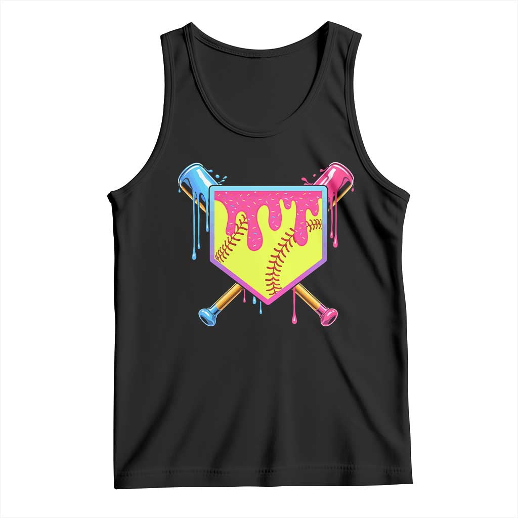 Softball Drip Tank Top Ice Cream Drip Youth Girls Softball Sport TS10 Black Print Your Wear