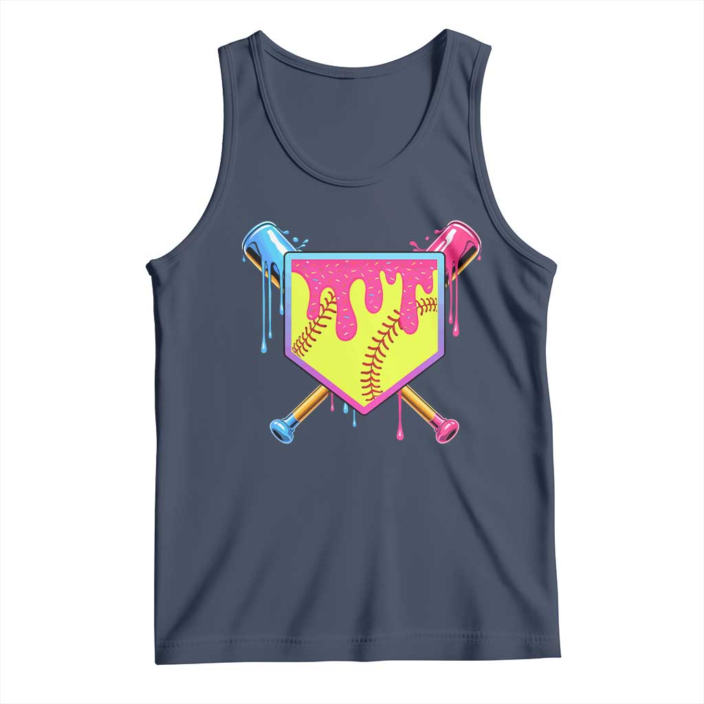 Softball Drip Tank Top Ice Cream Drip Youth Girls Softball Sport TS10 Navy Print Your Wear