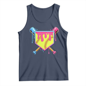 Softball Drip Tank Top Ice Cream Drip Youth Girls Softball Sport TS10 Navy Print Your Wear
